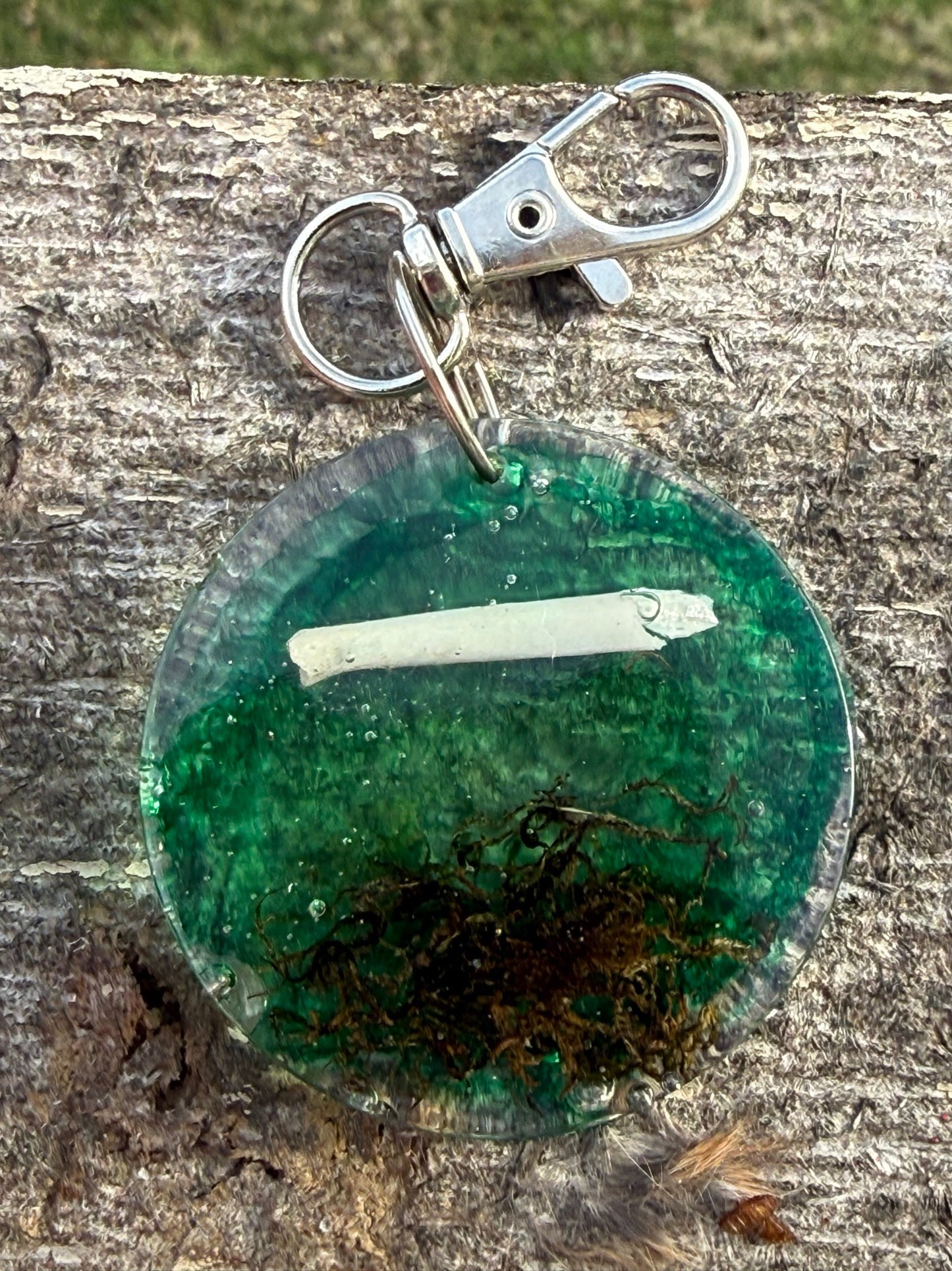 Green Moss And Bone Keychain