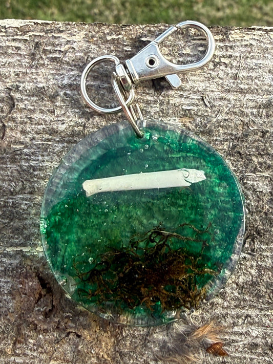 Green Moss And Bone Keychain